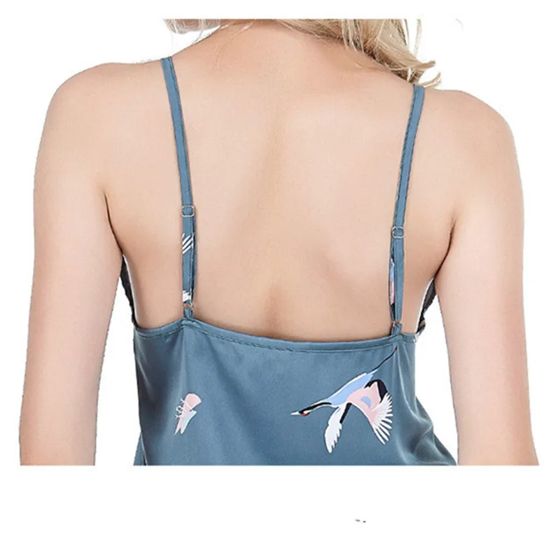 Summer Satin Imitation Silk Lace Home Service Sexy Sling Nightdress Sleep Wear Sexy Lingerie Night Gown Sleepwear Sleep Tops