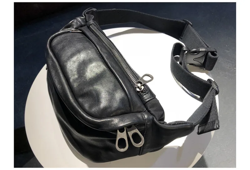 Casual daily genuine leather large-capacity men chest bag outdoor daily luxury real cowhide motorcycle waist pack crossbody bag