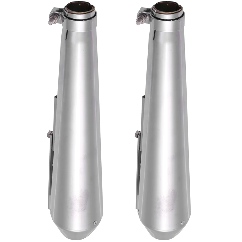 

2X Motorcycle Cafe Racer Exhaust Pipe with Sliding Bracket Matte Silver All