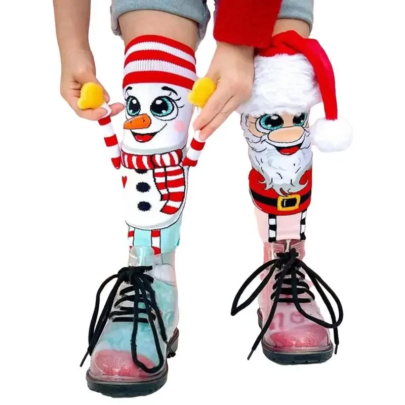 

Fun Christmas Socks Christmas Knee High Socks Santa & Snowman Novelty Women's Cozy Slipper Socks For Girls Women Fluffy Socks