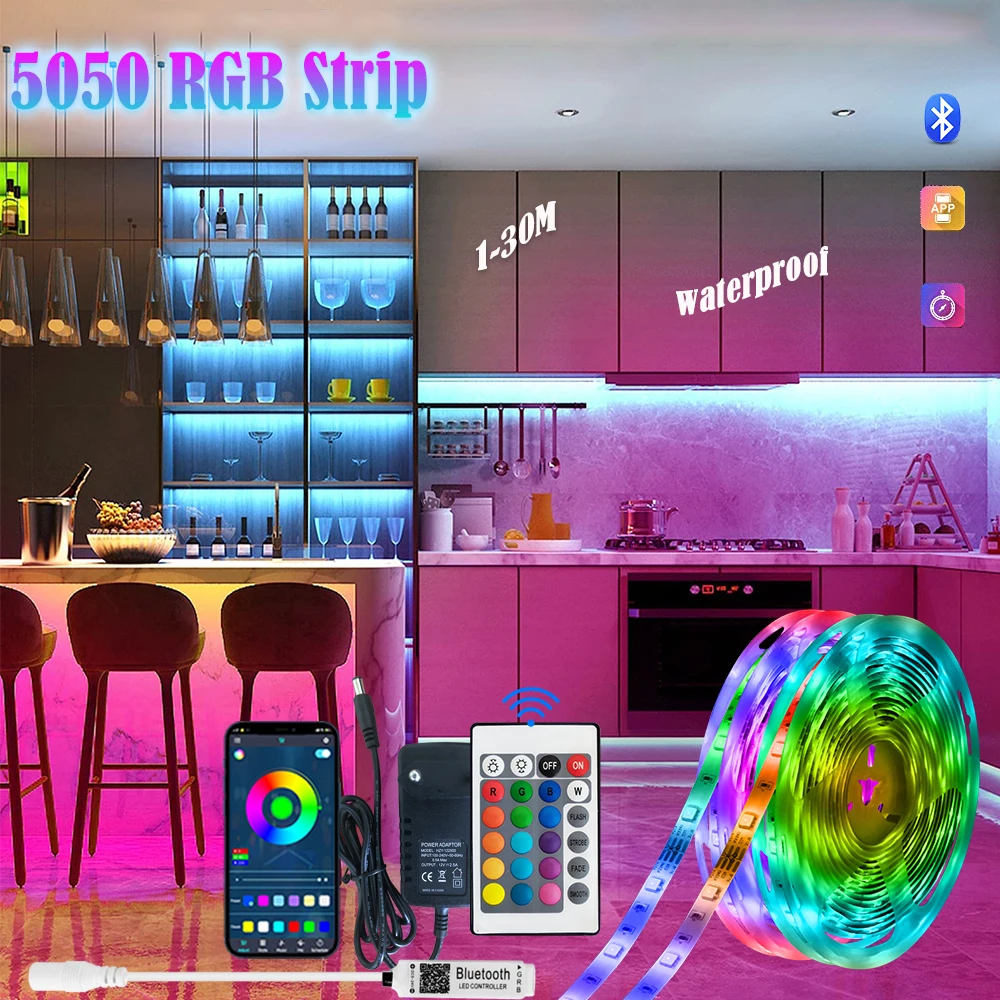 светодиодная лента для кухни 5050 RGB Светодиодные ленты шторы спальни 12V декор