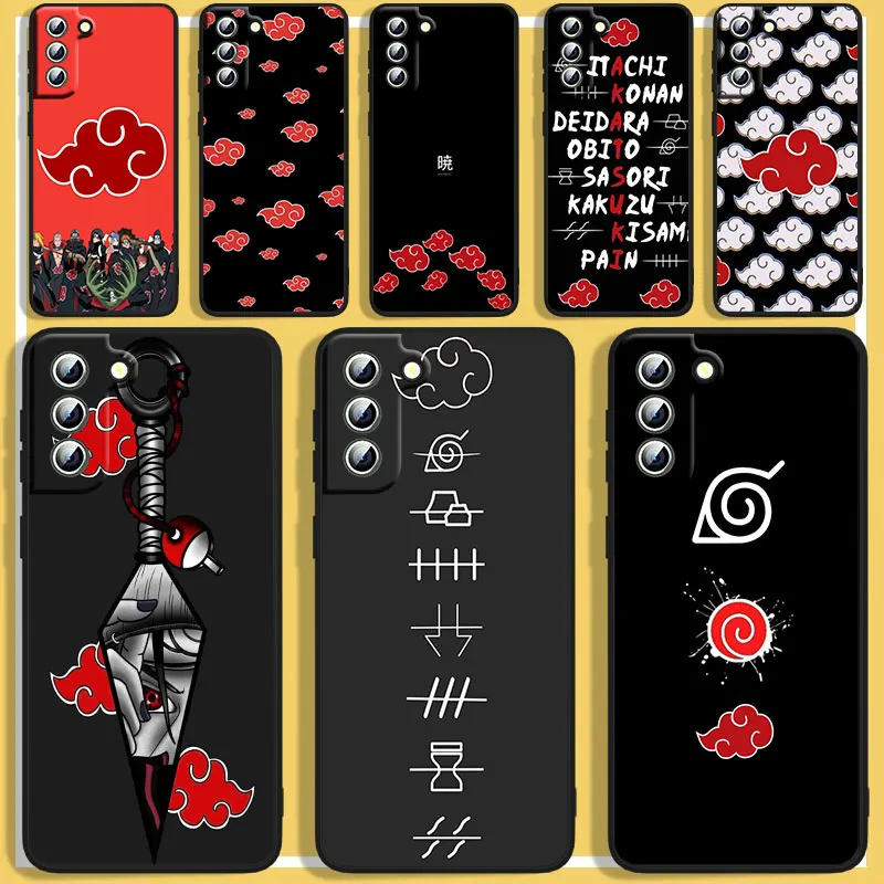 

Anime Naruto Logo Phone Case For Samsung S8 S9 S10 S20 S21 S22 Plus 4G S10e 5G Lite Ultra FE Black Silicone luxury Funda Cover