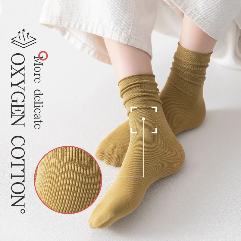 

Носки женские тонкие свободные, мягкие дышащие однотонные Модные Длинные Простые повседневные в японском стиле для девушек, 8 пар, весна-лет...