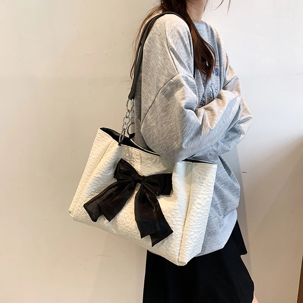 

Вместительная женская сумка с элегантным бантом, портативная Экологически чистая многоразовая Сумочка для покупок для студентов, для путе...