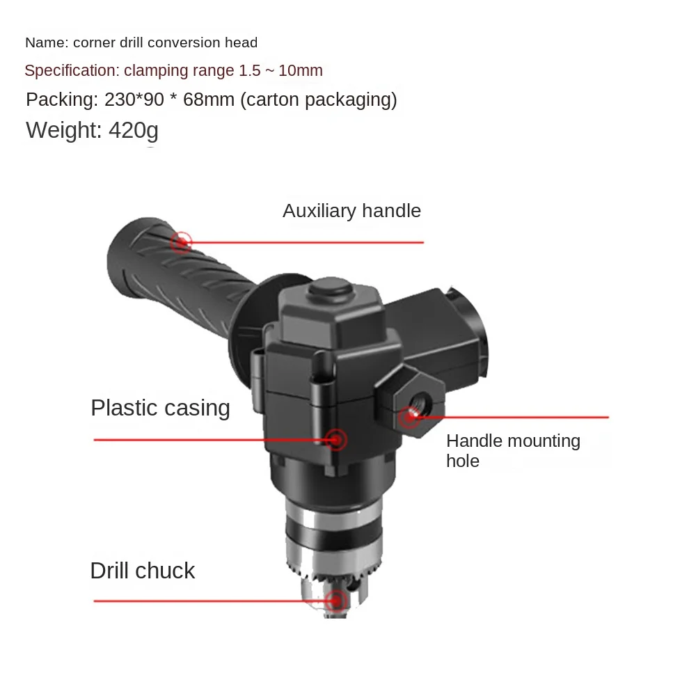 

Multi-functional electric hand drill impact drills 90-degree corner turning electric universal screwdriver corner turning drill