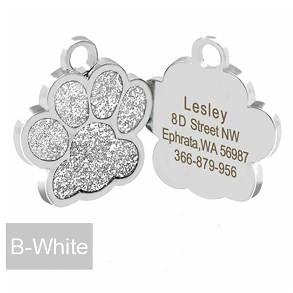 

Personalized Dog Tags Engraved Dog Puppy Pet ID Name Collar Tag Pendant Pet Accessories Paw Glitter Pendant