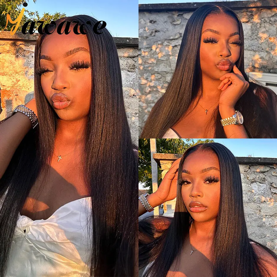 Длинные прямые 100% бесклеевые предварительно выщипанные человеческие парики ready