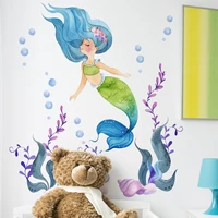anime mermaid princess wall sticker bedroom living room shower background wall underwater world home decor cartoon decal mural