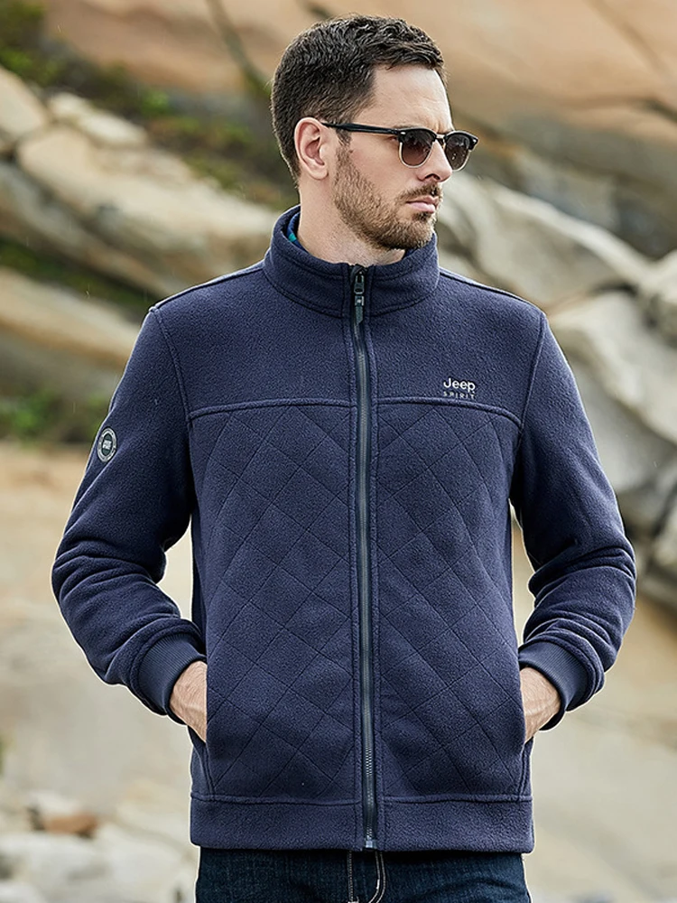 

Spring Autumn Polar Fleece Jacket Men Outdoor Fashion Stand Collar Warm Mens Jackets and Coats Casual Slim Fit Outerwear M-XXXL