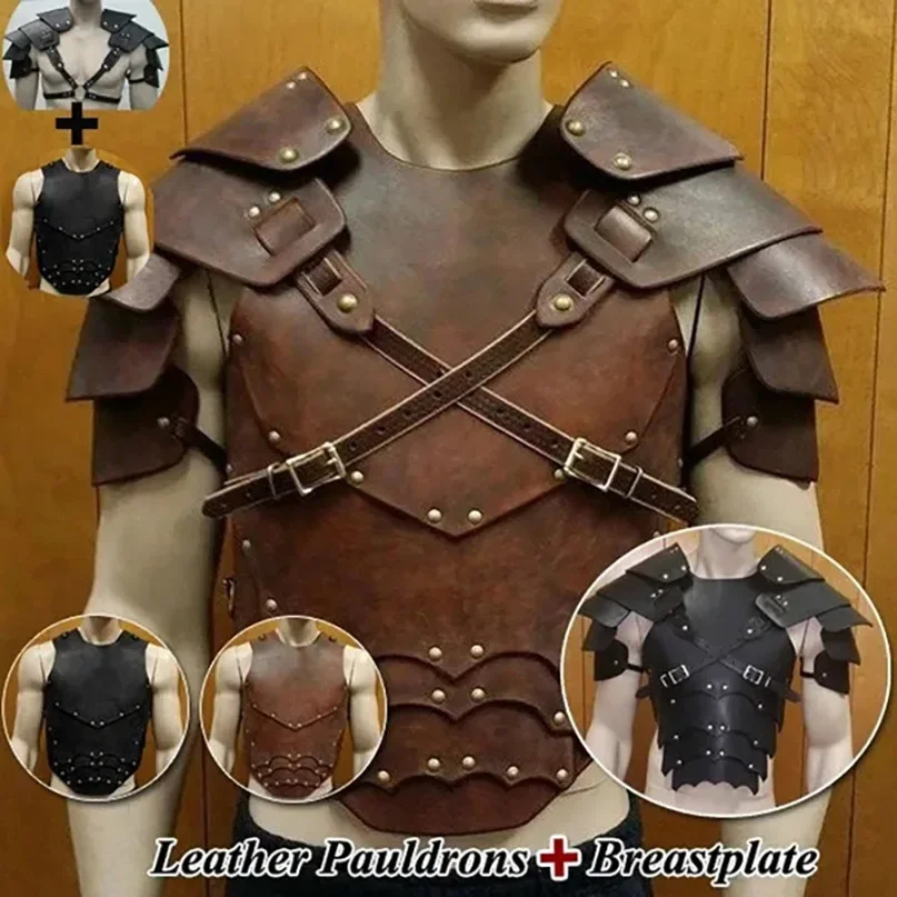 Винтажная доспехи на плечо Viking Amazon средневековья в стиле Ренессанс кожаная из