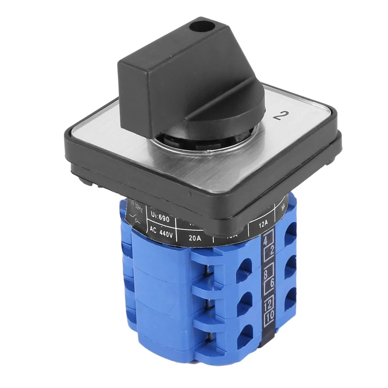 

3X 3 Positions On-Off-On Changeover Control Rotary Cam Switch 20A