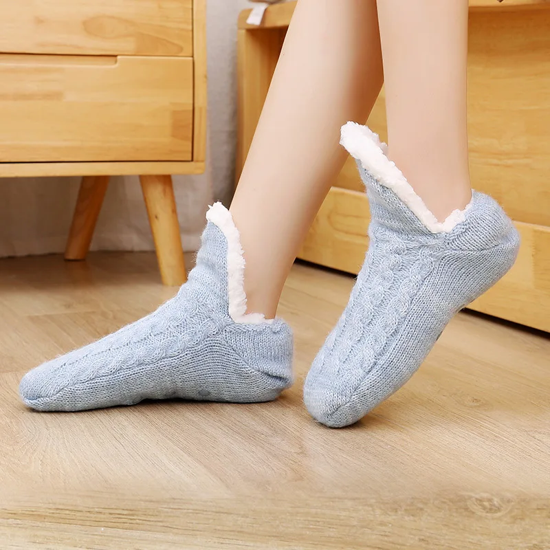Winter Snow Socks Women Thicken Warm Home Bedroom Socks Slippers woman Non-Slip Foot Warmer Knitted Sock Chaussettes Pour Femmes