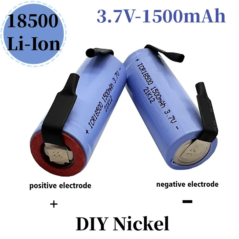 

New Original 18500 1500mAh 3.7V rechargeable Lithium ion Battery For LED Flashlight+DIY Nickel