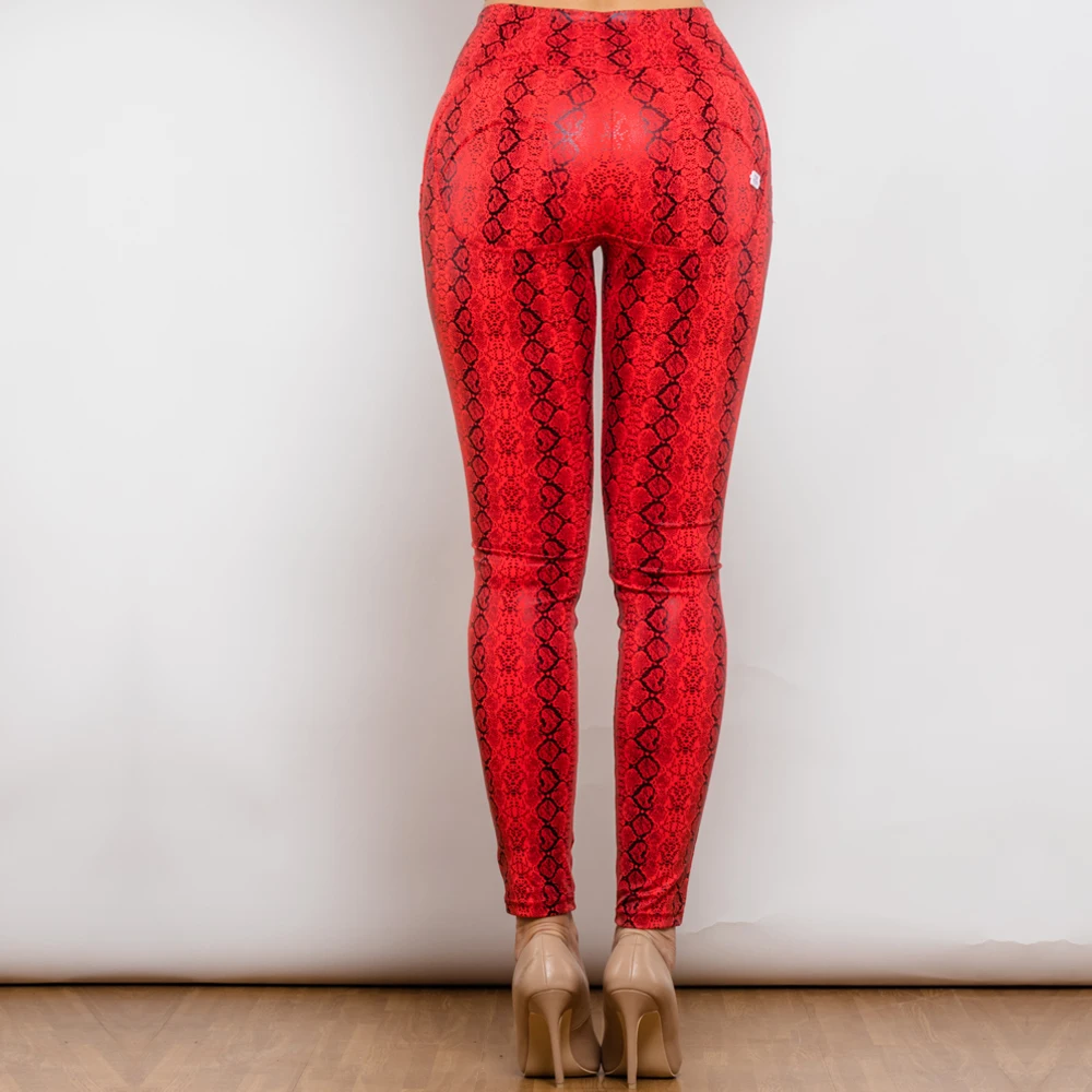 Shascullfites lulu High Waist Red Snake Pattern Printing Skinny Long Pants Sexy Elastic Push Up Leggings