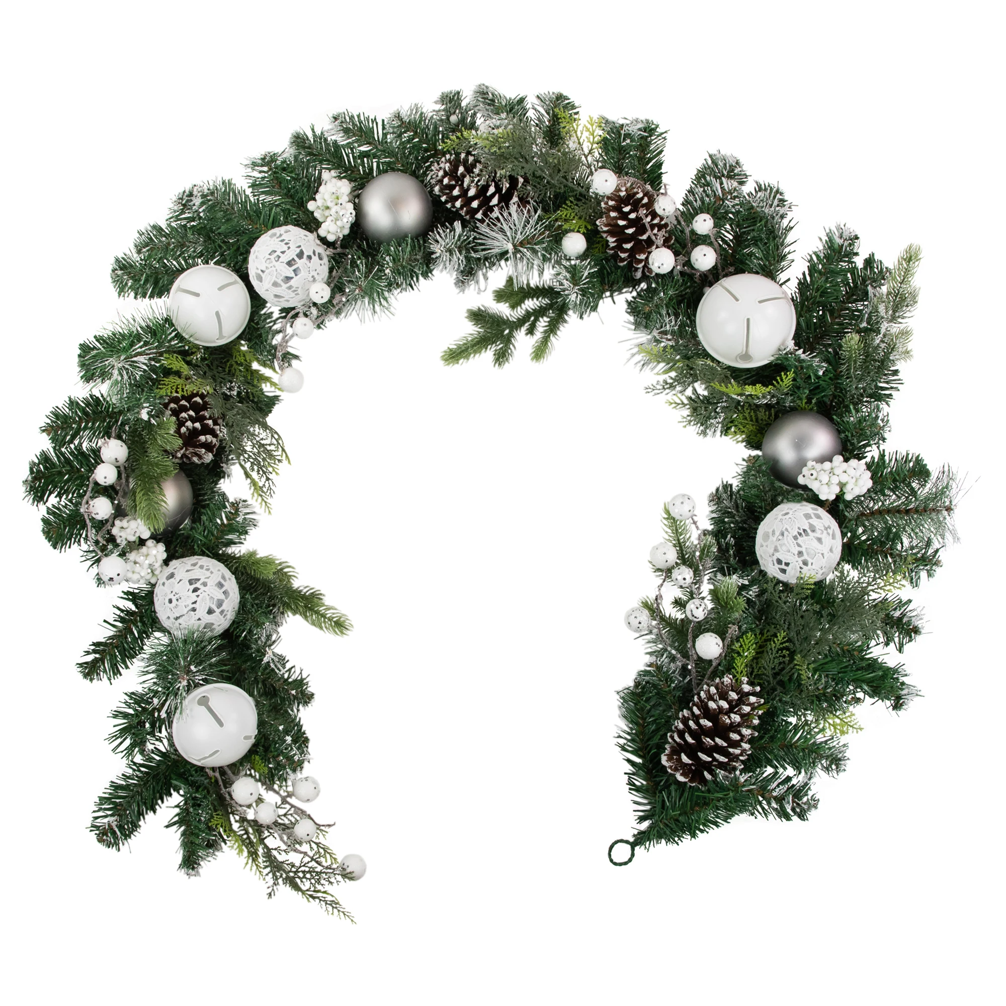 

6' Green Pine Frosted Artificial Christmas Garland with Pinecones and Ornaments Unlit