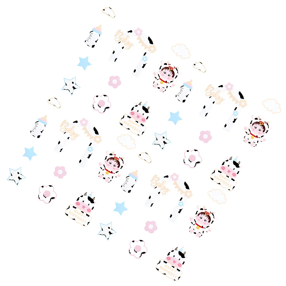 

Cupcake Birthdaypicks Toppers Cakes Baby Decoration Pick Shower Decorations Party Kids Cow Ornament Supplies Fruit Decorating S