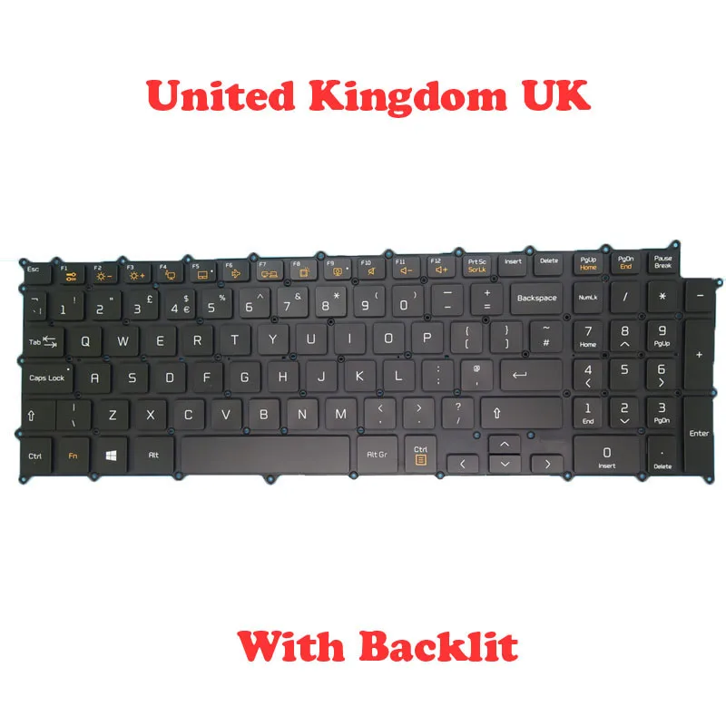 Фото Черная/белая клавиатура KR GR UK SP IT PO BR с подсветкой для LG 17Z90N 17Z90N-V 17Z90N-R 17Z90N-N 17ZD90N 17ZD90N-V 17Z95N 17Z95N-G №3