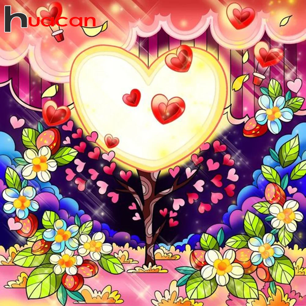 

Huacan 5D DIY Diamond Painting Tree Flower Mosaic Cross Stitch Kits Landscape Beads Embroidery Creative Hobbies Home Decor