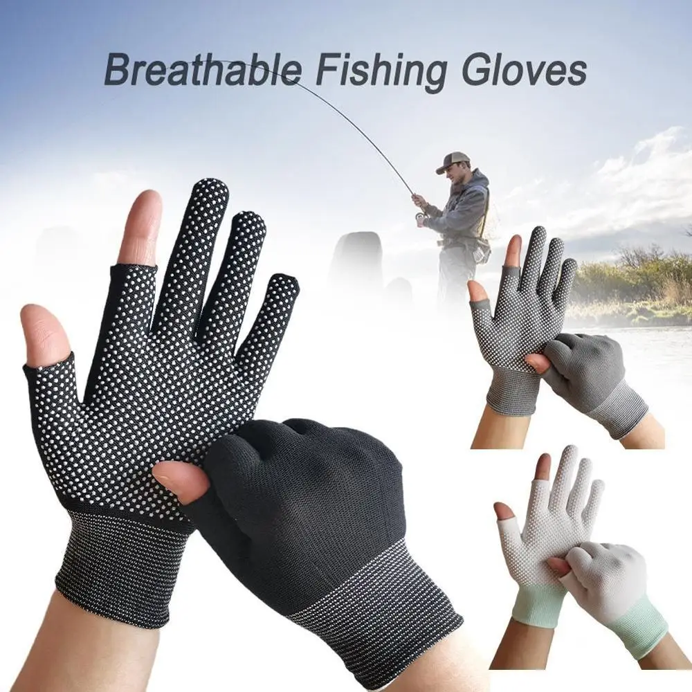 Купи 1Pair Anti-Slip Fishing Gloves Fishing Accessories Breathable Sunscreen Antiskid Open/Half Fingers Cycling Sport Gloves за 50 рублей в магазине AliExpress