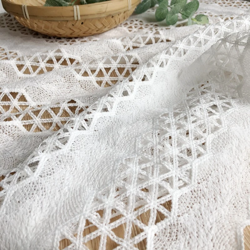 

one meter High water-soluble hollow lace tecidos para costura White Embroidery tissu Dress decorative tablecloth fabric