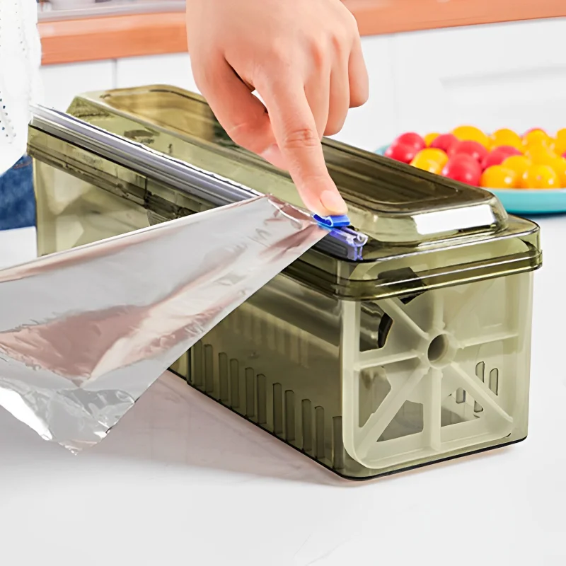 

Диспенсер для обертывания с резаком, восковая алюминиевая фольга, для резки бумаги, овощей, фруктов, свежие кухонные аксессуары