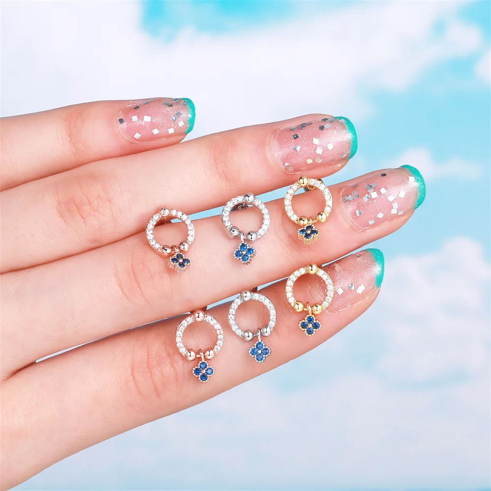 1PC Stainless Steel Zircon Butterfly Flower Cartilage Earrings For Women  Screw Helix Tragus Stud Earring Piercing Jewelry