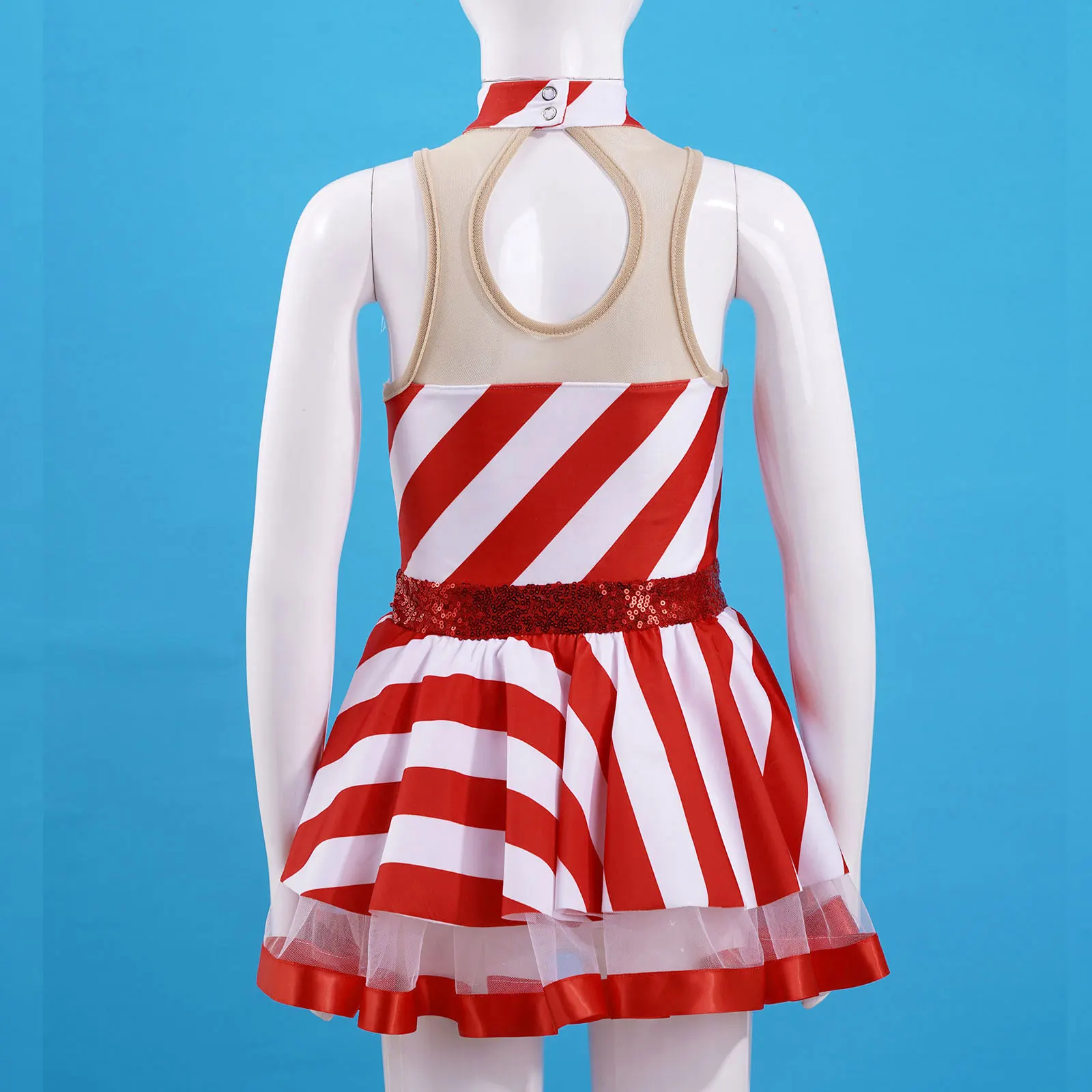 Детские рождественские костюмы без рукавов с блестящими пайетками сетчатая