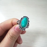 bohemia vintage green stone finger ring for women metal alloy knuckle rings boho party friendship jewelry