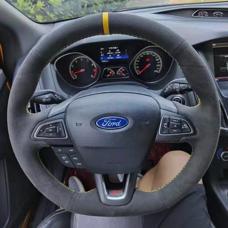 

Custom Car Steering Wheel Cover Suede 100% Fit For Ford Focus (RS | ST | ST-Line) 2015-2018 Kuga (ST-Line) Ecosport (ST-Line)