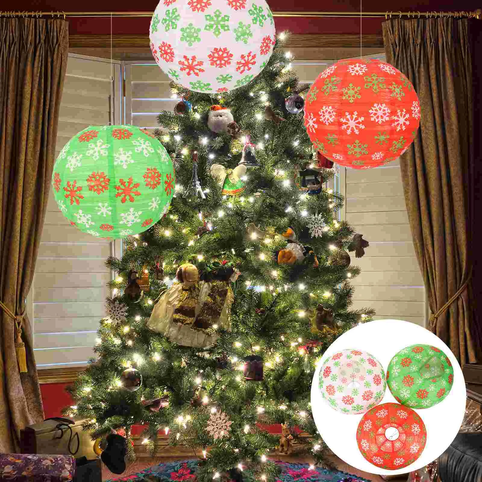 

Lantern Decor Festival Decorations Snowflake Printing Paper Large Xmas Lanterns