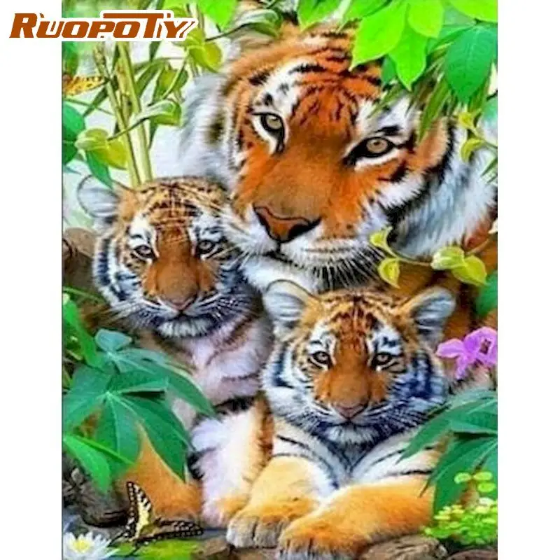 

RUOPOTY 5D DIY алмазная живопись, тигр, фотография стразы, вышивка, распродажа, украшение для дома