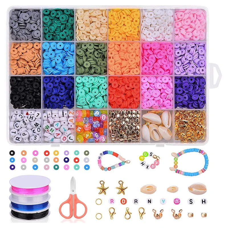 

Glass Beads With Letters, Seashells And Pendants, 6Mm Colorful Thread Beads For Jewelry Making And Necklaces