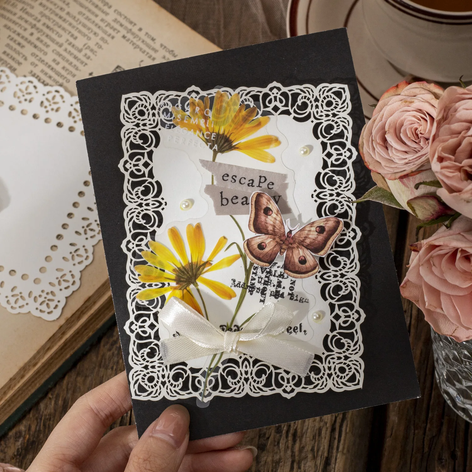 

10pcs/lot Memo Pads Material Paper Silk in your dreams Junk Journal Scrapbooking Cards Retro Background Decoration Paper