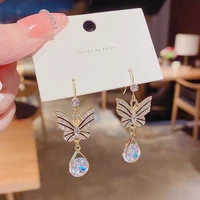 korean fashion personality butterfly diamond s925 silver needle earrings female temperament all match earrings