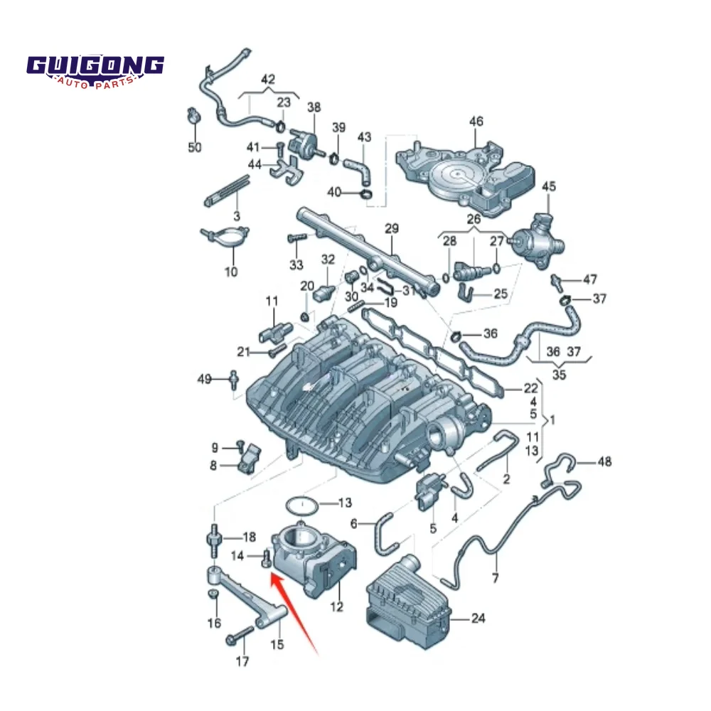 GUIGONG M6 * 45 мм винт впускного коллектора корпуса дроссельной заслонки N 106 261 01 для