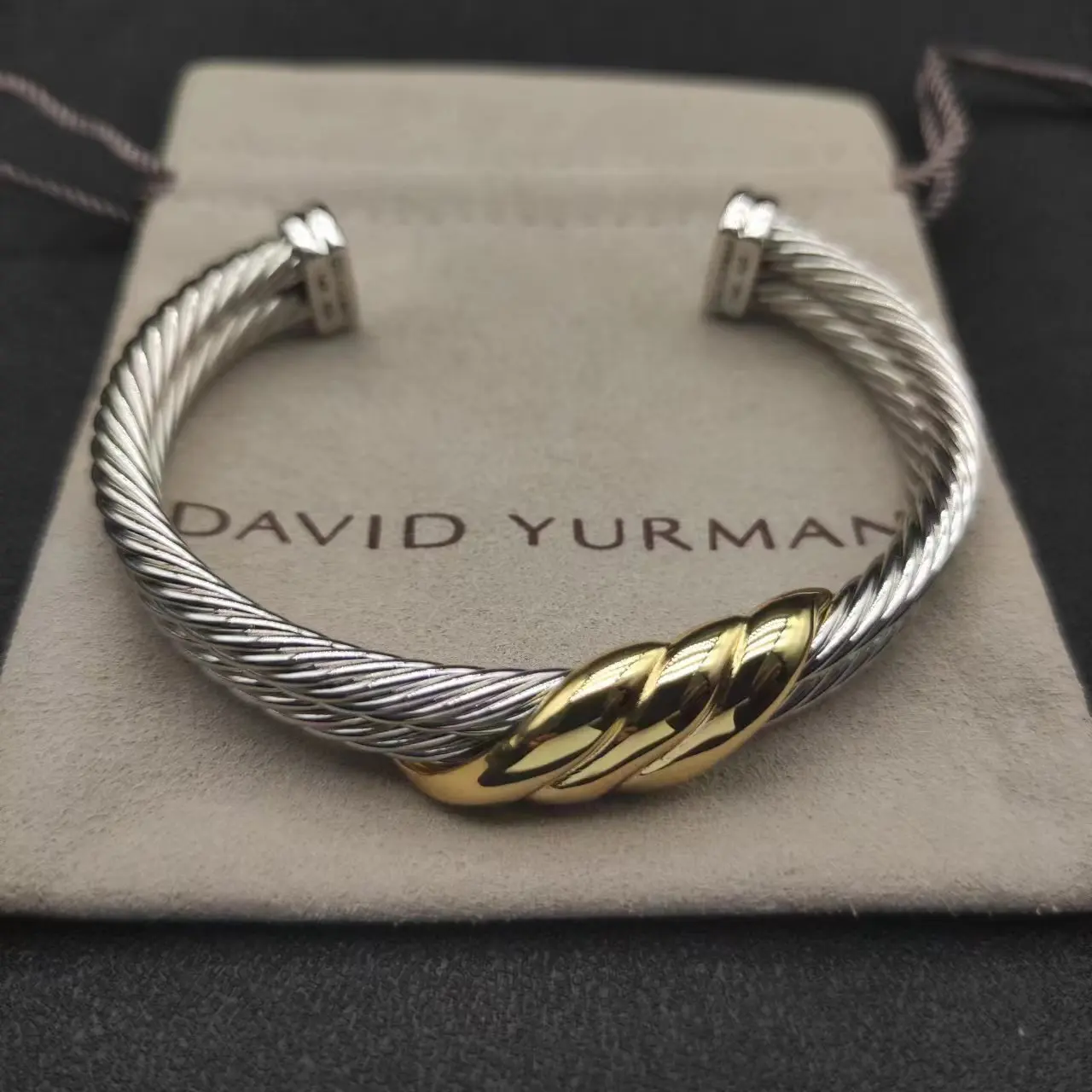 High Quality Men's Bracelet David Yurman Cable Classic BuckleBracelet with 14k Gold 925 Sterling Silver Free shipping
