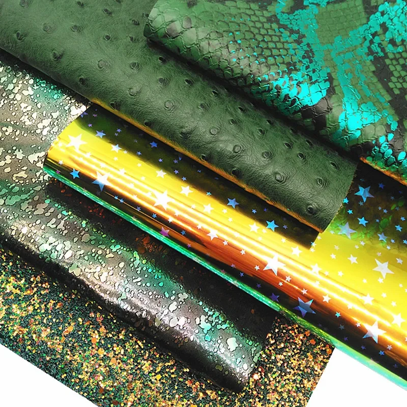 Зеленые блестящие листы Металлическая Змея искусственная страусика