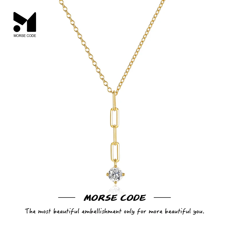 MC s925 Sterling Silver Necklaces for Women Crystal Zircon Simple Matching Ladies Girls Collarbone Gold Necklace Chain Jewelry