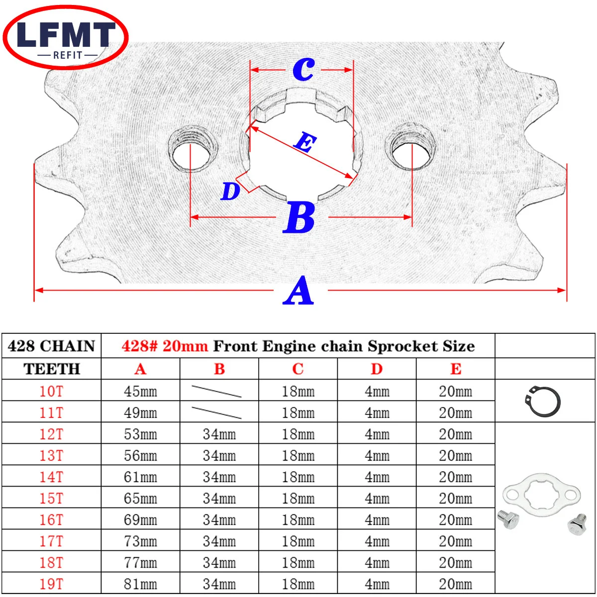 428 # Цепь 20 мм передняя звездочка двигателя для ATV Quad Dirt Bike 10T 11T 12T 13T 14T 15T 16T 17T 18T 19T 20T