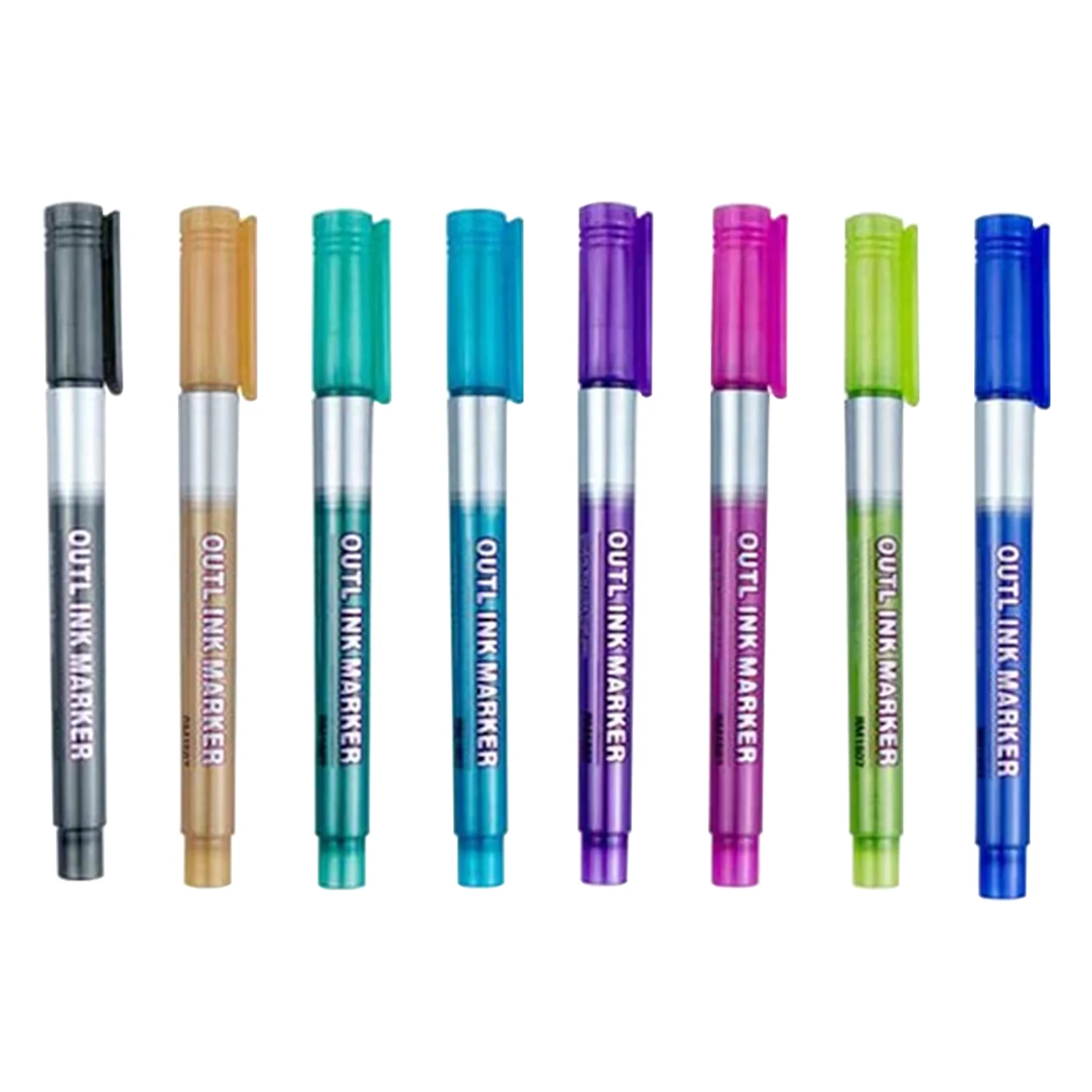 

8pcs/set DIY Drawing Art Craft Coloring Double Line Birthday Greeting Painting Dual Color Outline Pen Marker Sketching