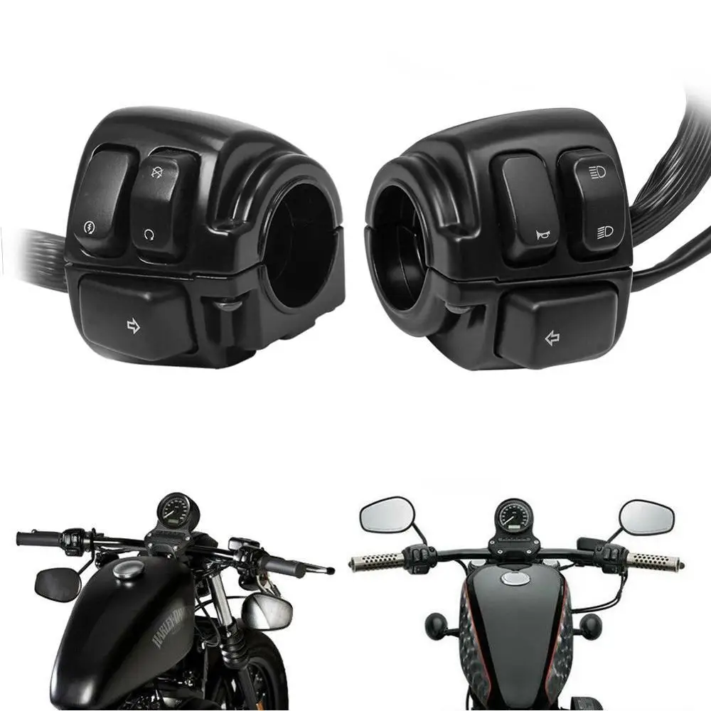 Мотоциклетный черный переключатель поворота на руль 1 дюйм для Harley XL883 Sportster Dyna V-ROD