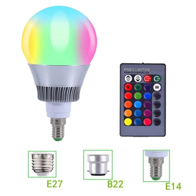 Акция! Светодиодсветильник лампа с изменением цвета RGB 10 Вт E14 16 цветов