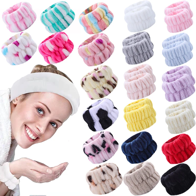 2pcsFlannel Hand Face Wash Cuff Anti-wetting Oversleeves Sports Sweat-wiping Sweat-absorbing Wristband Bathroom Accessories