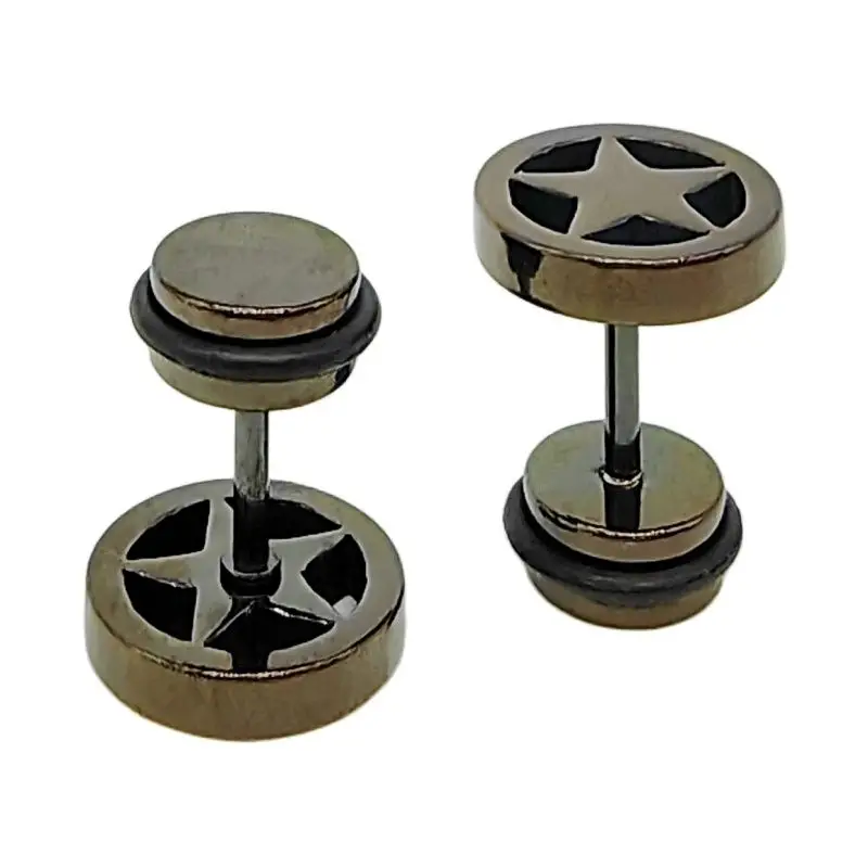 

Wheel Stud Earrings For Women Teen Girls Boys Stainless Steel Pentagram Star Pentacle Round Bolt Piercing Ear Jewelry Accessory