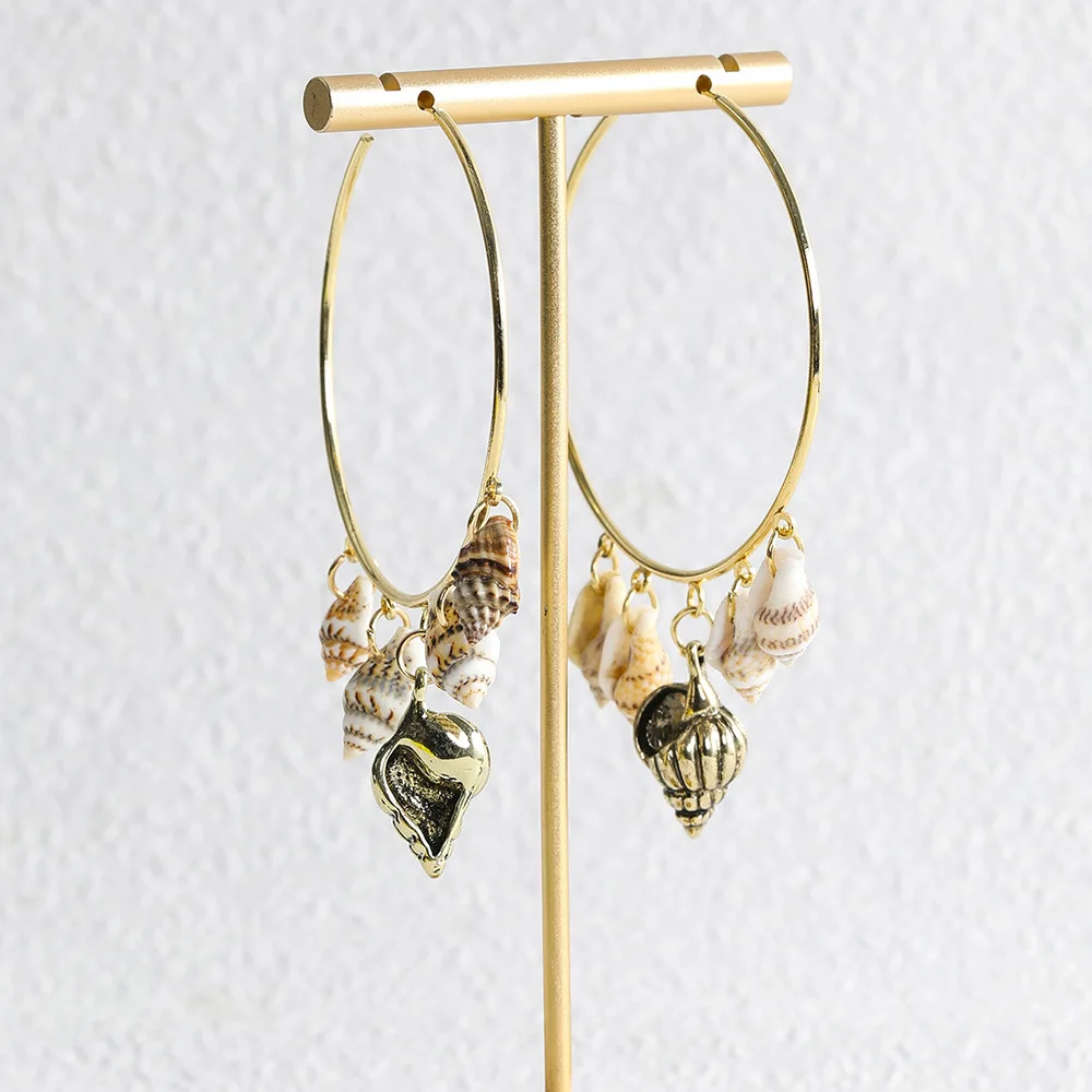 

Shell Hoop Earrings For Women Simple Fashion Ladies Summer Beach Sea Shell Pendant Earrings Jewelry Wholesale Direct Sales