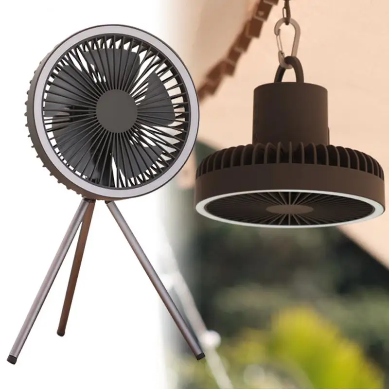 

Multifunctional Tripod Fan Ceiling LED Light Portable Desktop Student Dormitory Mute Hanging Fan Outdoor Travel Home Accessories