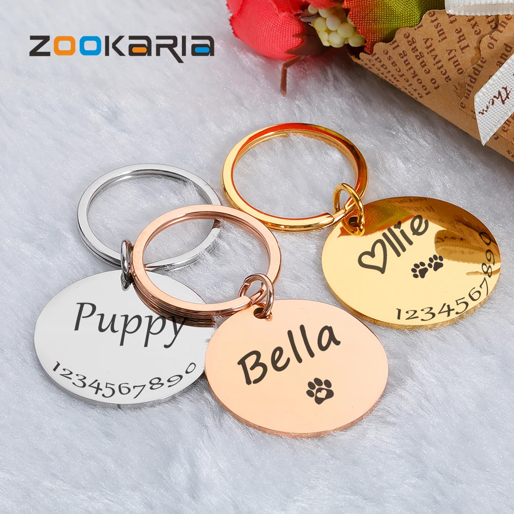 

Personalized Pet Dog Tags Shiny Steel Free Engraving Kitten Puppy Anti-lost Collars Tag for Dog Cat Nameplate Pet Accessoires