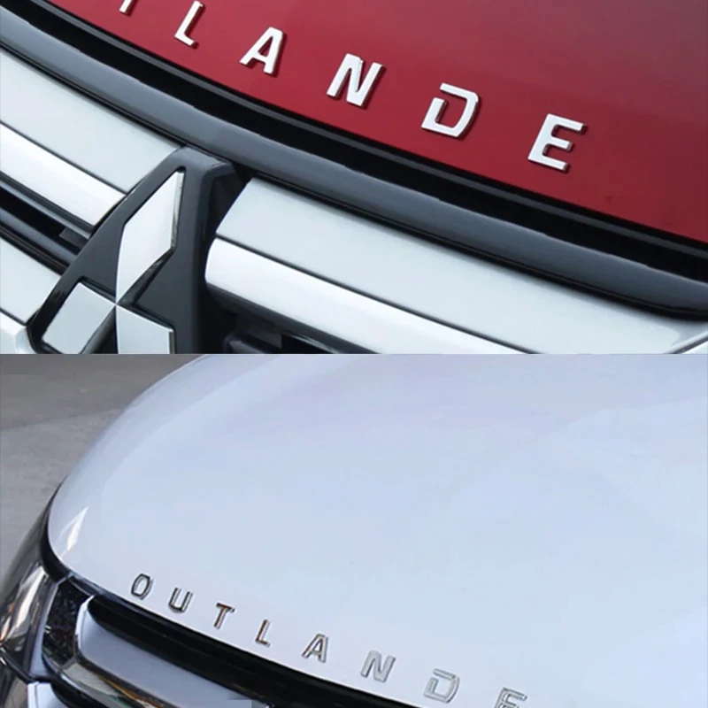 ABS Chrome Car 3D ตัวอักษร Hood Emblem โลโก้ป้ายสติกเกอร์รถจัดแต่งทรงผมรถอุปกรณ์เสริม Wording 3D Letter สำหรับ Mitsubishi Outlander