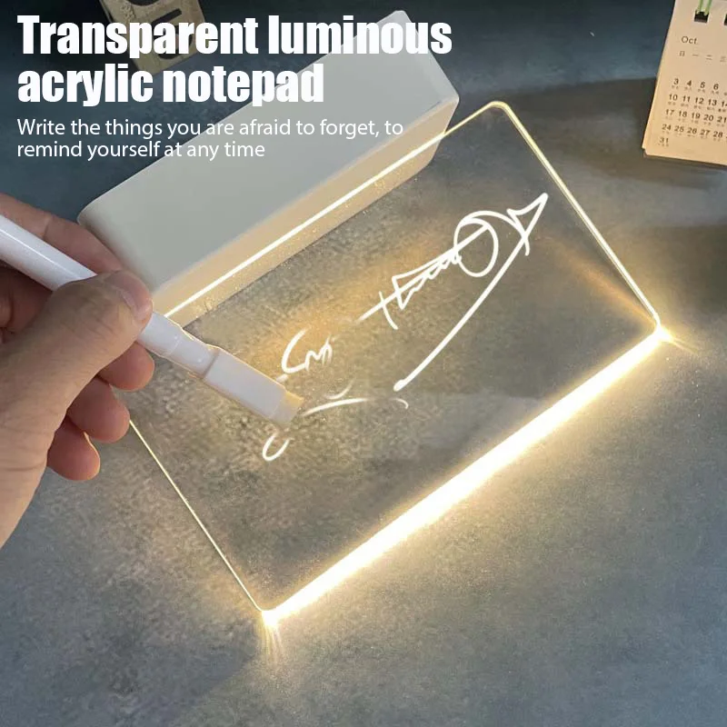 

Светящаяся доска для заметок прозрачная акриловая стираемая доска для сообщений Ins DIY домашняя настольная декоративная настольная лампа