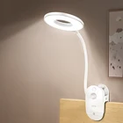 Настольная лампа с USB-зарядкой, светодиодный ночсветильник с зажимом для чтения книг и защиты глаз